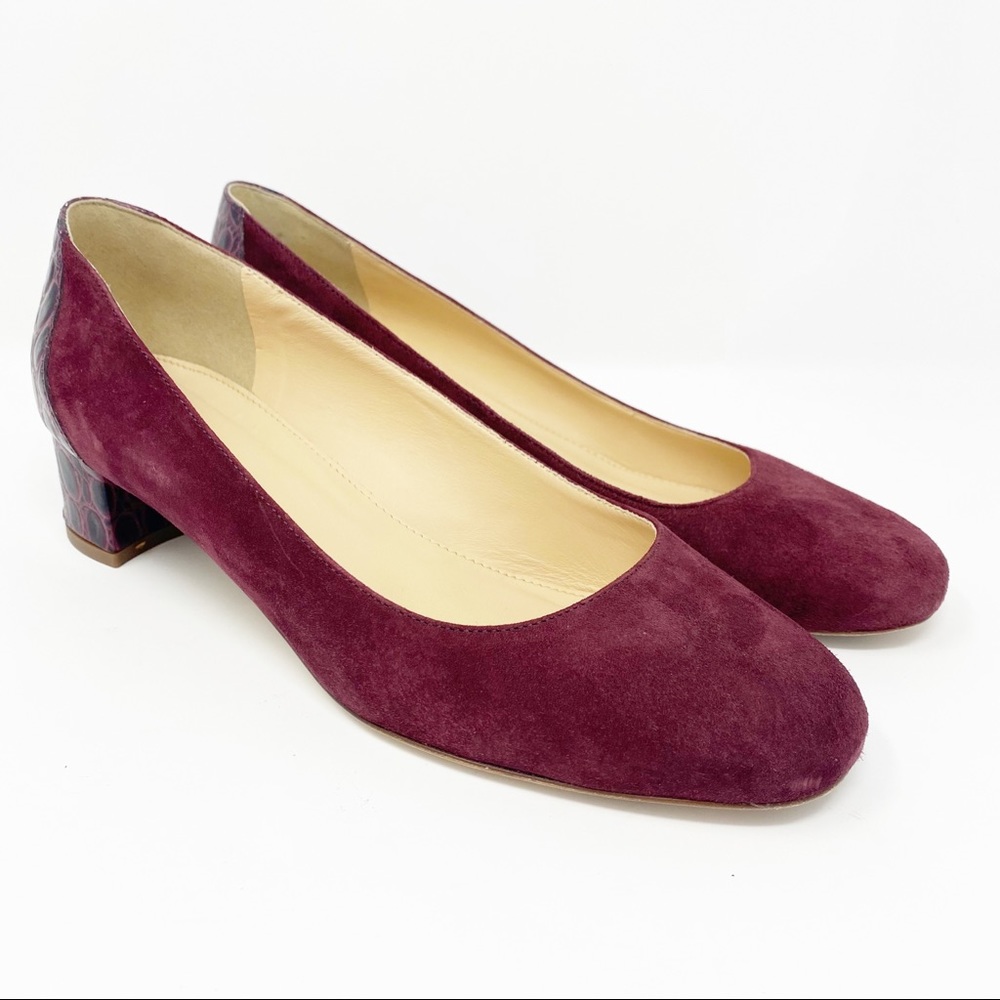 J Crew “vintage burgundy” pump croc heel size 9.5